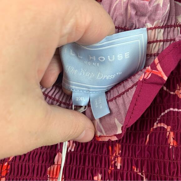 Hill House size 2x Ellie nap dress burgundy botanical red Pink trad cottage boh - Picture 5 of 11